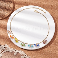 Ожерелья из стекла и нержавеющей стали в богемном стиле для женщин NJEW-JN04655