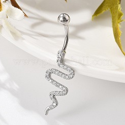 Сплав горный хрусталь змея изогнутая штанга кольца для живота AJEW-R007-03P-04