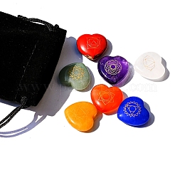 Ensemble de pierres de cœur chakra naturel 7 pièce&nbsp;PW-WGA6C7E-01