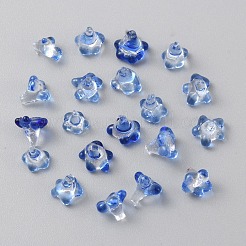 高ホウケイ酸ガラスビーズ  穴なし/ドリルなし  花  ブルー  5~7x6~7x6~7mm&nbsp;LS-GLAA-WH0031-60D