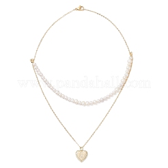 Двухслойное ожерелье из латуни с подвеской в виде сердца и буквы из натурального культивированного пресноводного жемчуга 