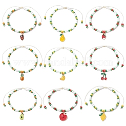 9 bracciale con ciondolo in lega smaltata a tema frutta&nbsp;BJEW-MZ00206