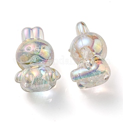 UVメッキレインボー虹色透明アクリルバブルビーズ  兎  透明  18x12x10mm  穴：2mm&nbsp;OACR-C007-02B