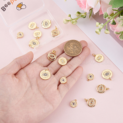 16pcs 4 styles pendentifs en laiton micro pavé de zircone cubique&nbsp;KK-BBC0024-13