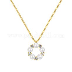 Круглое кольцо 925 стерлинговое серебро микро паве кубический цирконий кулон ожерелья для женщин NJEW-F338-07G