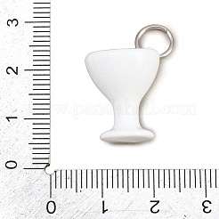 304ステンレススチールエナメルペンダント  カップチャーム  丸カン付き  ステンレス鋼色  ホワイト  19.5x18x15mm  穴：6mm&nbsp;STAS-L312-04P-05