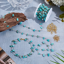 Наборы для изготовления цепочек из синтетической бирюзовой латуни с бусинами и цепочками из браслетов/ожерельев DIY-UN0007-47