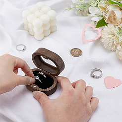 Овальные деревянные коробочки для хранения обручальных колец с бархатной внутри&nbsp;CON-WH0107-32