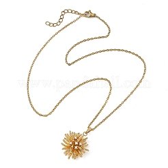 Pendentif fleur en laiton serti de micro-pavés de zirconiums cubiques transparents 3D&nbsp;NJEW-JN06523