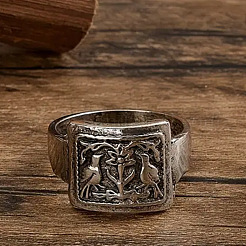 Прямоугольные кольца с узором из птиц и цветов из сплава FS-WGF2270-02