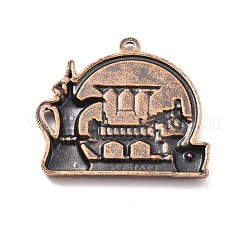チベット風合金ラインストーンチャーム  オマーンをテーマにしたフラットラウンド  赤銅鉱  41x45x4mm  穴：2.5mm&nbsp;PALLOY-P273-01R