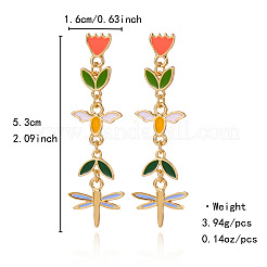亜鉛合金エナメルスタッドピアス  花  ゴールドカラー  53x16mm&nbsp;WG62852-03
