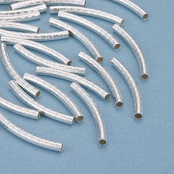 真鍮製チューブビーズ  長持ちメッキ  カーブビーズ  チューブ  925銀メッキ  29.5x3mm  穴：2mm&nbsp;KK-Y003-80B-S