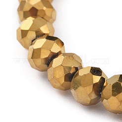 電気メッキガラスビーズストレッチブレスレット  多面カット  ロンデル  黄金メッキ  2-1/8インチ（5.5cm）&nbsp;BJEW-JB04649-02
