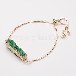 Bracciali slider in agata druzy galvanizzata naturale e tinta&nbsp;BJEW-JB02765