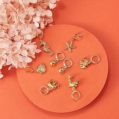 Серьга-кольцо из латуни с морской тематикой EJEW-SZ0001-21G