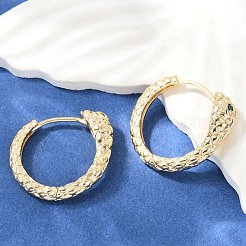 Серьги-кольца из латуни с зеленым кубическим цирконием EJEW-Q016-12G