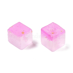 Perles de verre givrées avec poudre pailletée dorée&nbsp;DGLA-NH001-6mm-01H