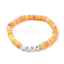 Bracelets extensibles de perles heishi en argile polymère&nbsp;BJEW-JB05711