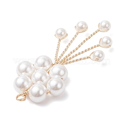 Подвески из круглой бусины с ракушечным жемчугом и медной проволокой PALLOY-TA00327