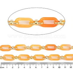 ラックメッキアクリル＆ccbプラスチックチェーン  長持ちメッキ  ダークオレンジ  20x10.6x3mm  5 m /ロール&nbsp;CHAC-H001-01D