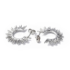 変色しない304ステンレススチール製サンスタッドピアス  女性用ハーフフープピアス  ステンレス鋼色  1.5x24.5mm  ピン：0.8mm&nbsp;X-STAS-B034-13P