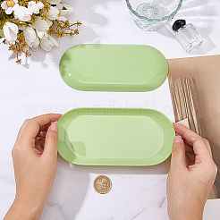 プラスチック製ネイルサロン用ユーティリティトレイ  釘ツール容器  オーバル  ダークシーグリーン  17.9x8.35x1cm&nbsp;AJEW-CP0010-96A