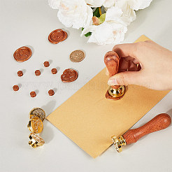 4 шт. 4 стиля золотистого тона латунная восковая печать головка штампа AJEW-CP0007-49A-04