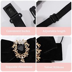 Nœud papillon en polyester avec broche en alliage et verre&nbsp;AJEW-WH0481-784A