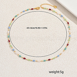 Геометрические латунные стеклянные колонны цепочки ожерелья для женщин повседневные украшения для отпуска&nbsp;BU2743