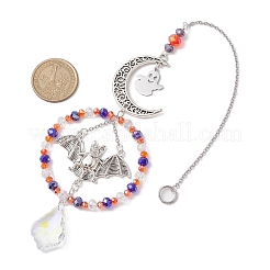 Хэллоуин призрак летучая мышь луна сплав подвесные украшения HJEW-TA00174