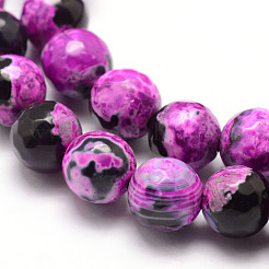 Brins de perles d'agate craquelée de feu naturel&nbsp;X-G-K166-06F-8mm-07