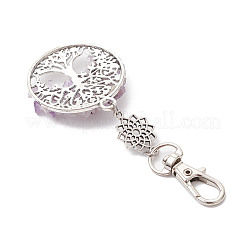 Бусины из натурального аметиста и сплава с подвесками в виде дерева жизни HJEW-JM03128-01