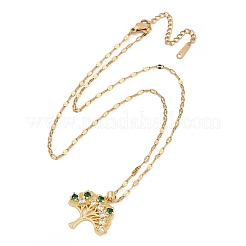 Латунные подвески из кубического циркония с подвеской «дерево жизни»&nbsp;LS-NJEW-D309-01G-A