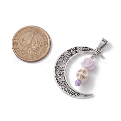 Подвески с черепом из синтетической бирюзы на Хэллоуин&nbsp;PALLOY-JF02650-04