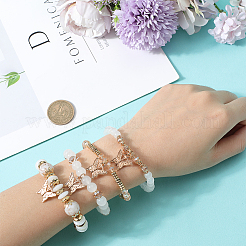 1 ensemble de bracelets extensibles en cristal de quartz synthétique et en perles d'imitation acrylique&nbsp;BJEW-SP0001-06