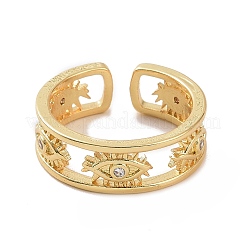 Прозрачные кубические циркониевые открытые кольца-манжеты с глазом RJEW-P083-02G