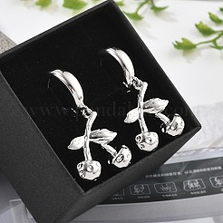 Латунные серьги-кольца с вишней&nbsp;EJEW-R016-04G