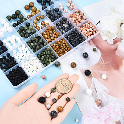 Наборы круглых бусин из натурального красного сетчатого камня&nbsp;G-YW0002-20