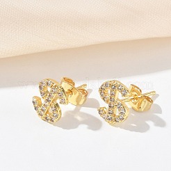 Boucles d'oreilles à clous en laiton et strass pour femmes&nbsp;EJEW-G464-04G-01