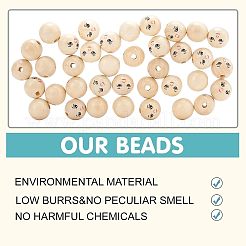 50pcs perles de bois naturel&nbsp;WOOD-FG0001-15B