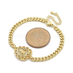 Латунные браслеты с микропаве из чистого кубического циркония&nbsp;LS-BJEW-Z082-03G-03