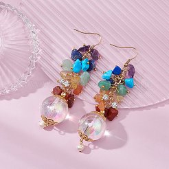 Ohrhänger mit Chakra-Chips aus natürlichem Edelstein&nbsp;EJEW-JE05293