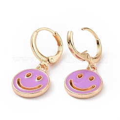 Scava fuori gli orecchini a cerchio smaltati con faccia sorridente per le donne&nbsp;LS-EJEW-G304-01KCG-04