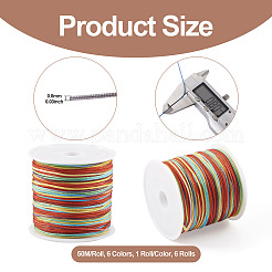 6 рулон двухцветного окрашенного сегментного нейлонового китайского узелкового шнура&nbsp;NWIR-TA0001-04