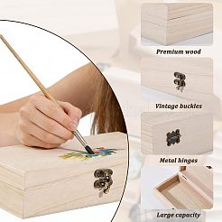 Cajas de almacenamiento de madera con tapa abatible y cierres metálicos&nbsp;CON-WH0095-230