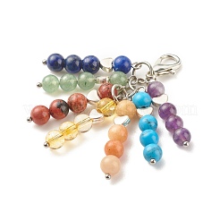 Décorations de pendentif de pompon perlé de pierre gemme de thème de chakra&nbsp;HJEW-JM00684