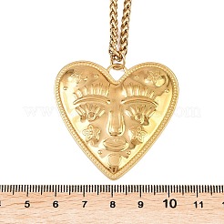 Цепочка из пшеницы с кулоном в виде человеческого лица из нержавеющей стали 304&nbsp;NJEW-P430-03B-G