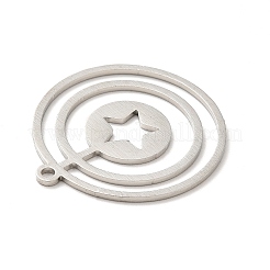 変色しない201ステンレススチールペンダント  スターとフラットラウンド  ステンレス鋼色  29.5x27x1mm  穴：1.6mm&nbsp;STAS-E175-07P