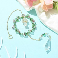 Гриб с пулей из акрила и натурального агата вишневого цвета HJEW-TA00048